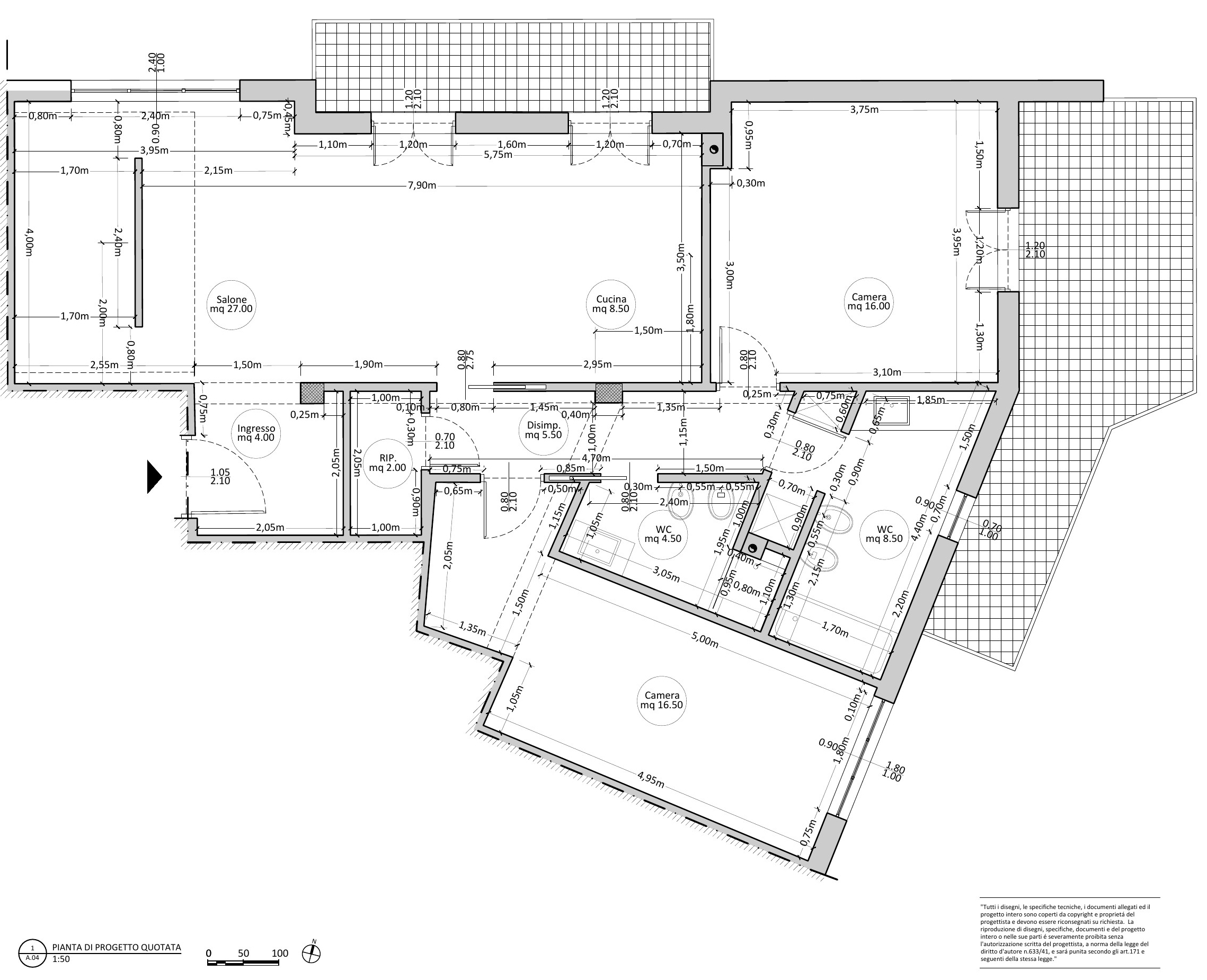 Tavola di progetto di Casa A