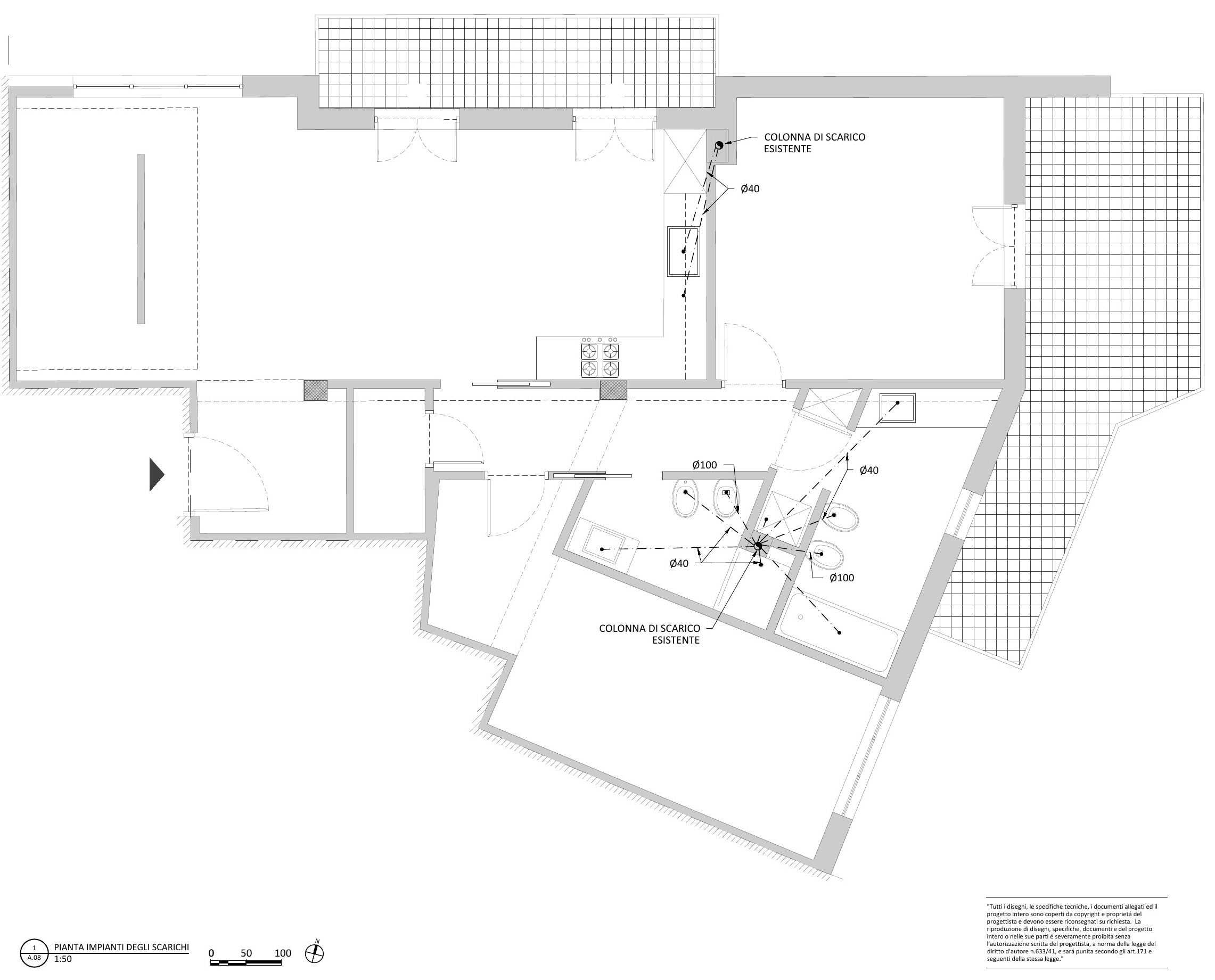 Tavola di progetto di Casa A