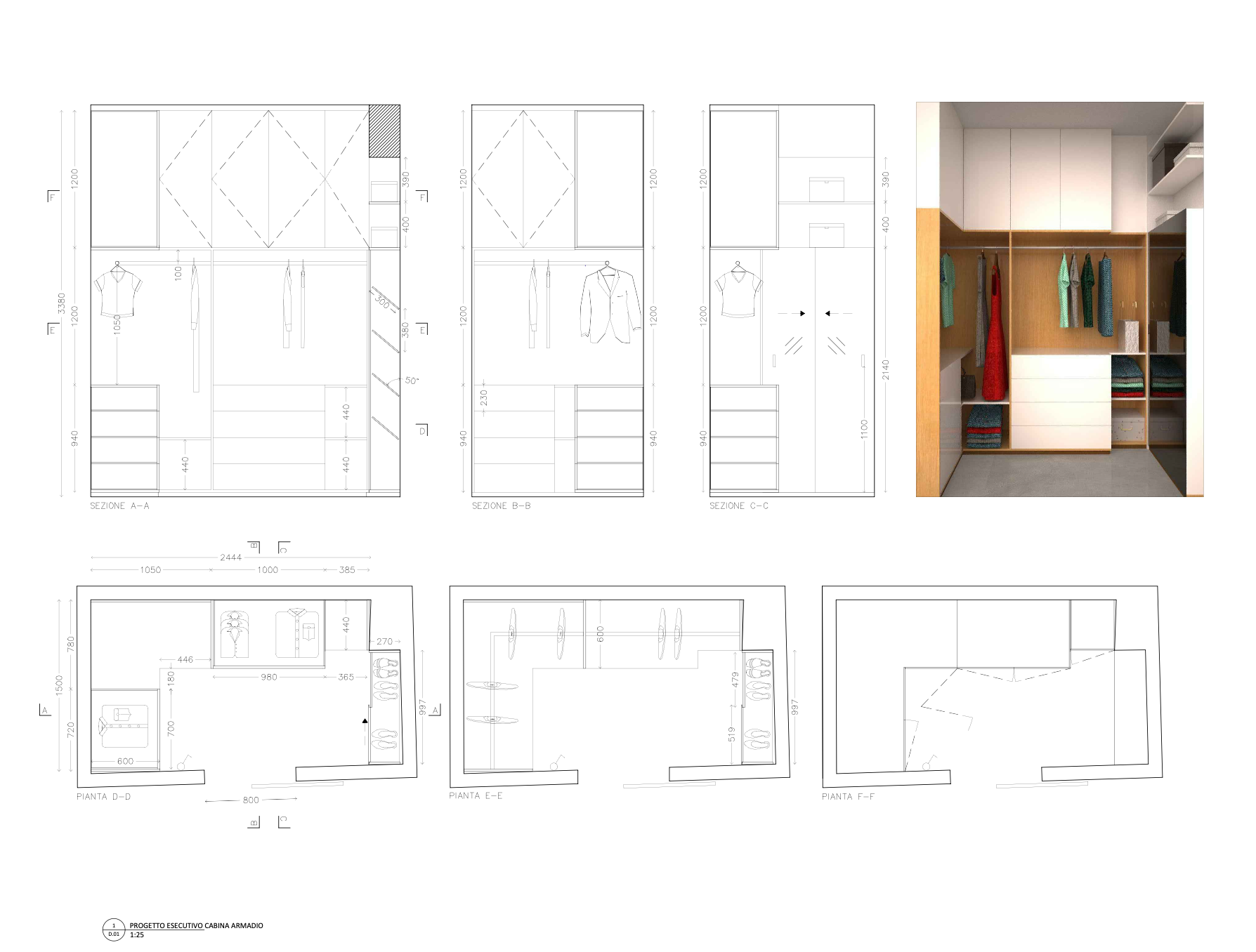 Casa FV, disegno della cabina
