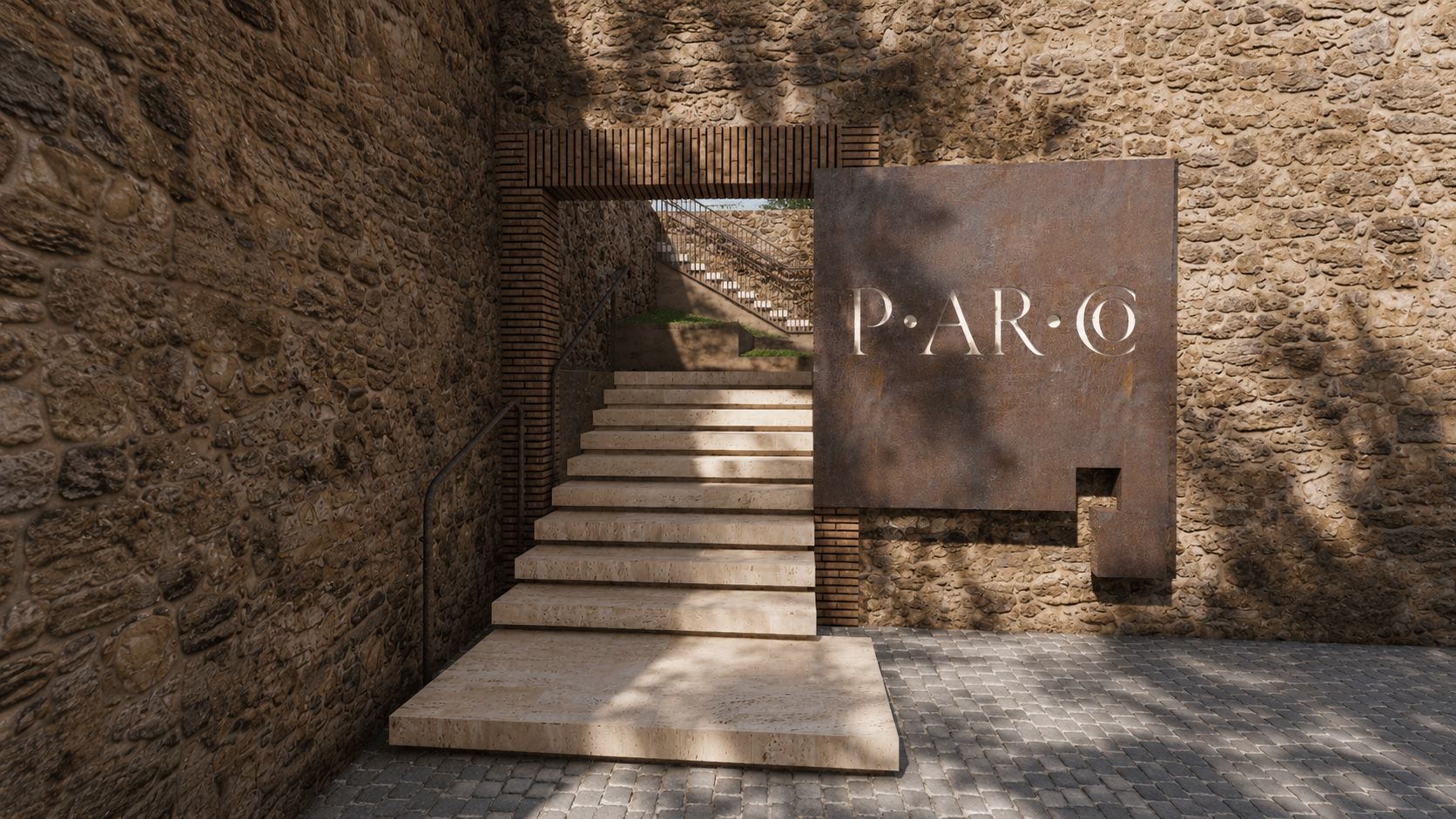 Render del percorso nel Parco Archeologico