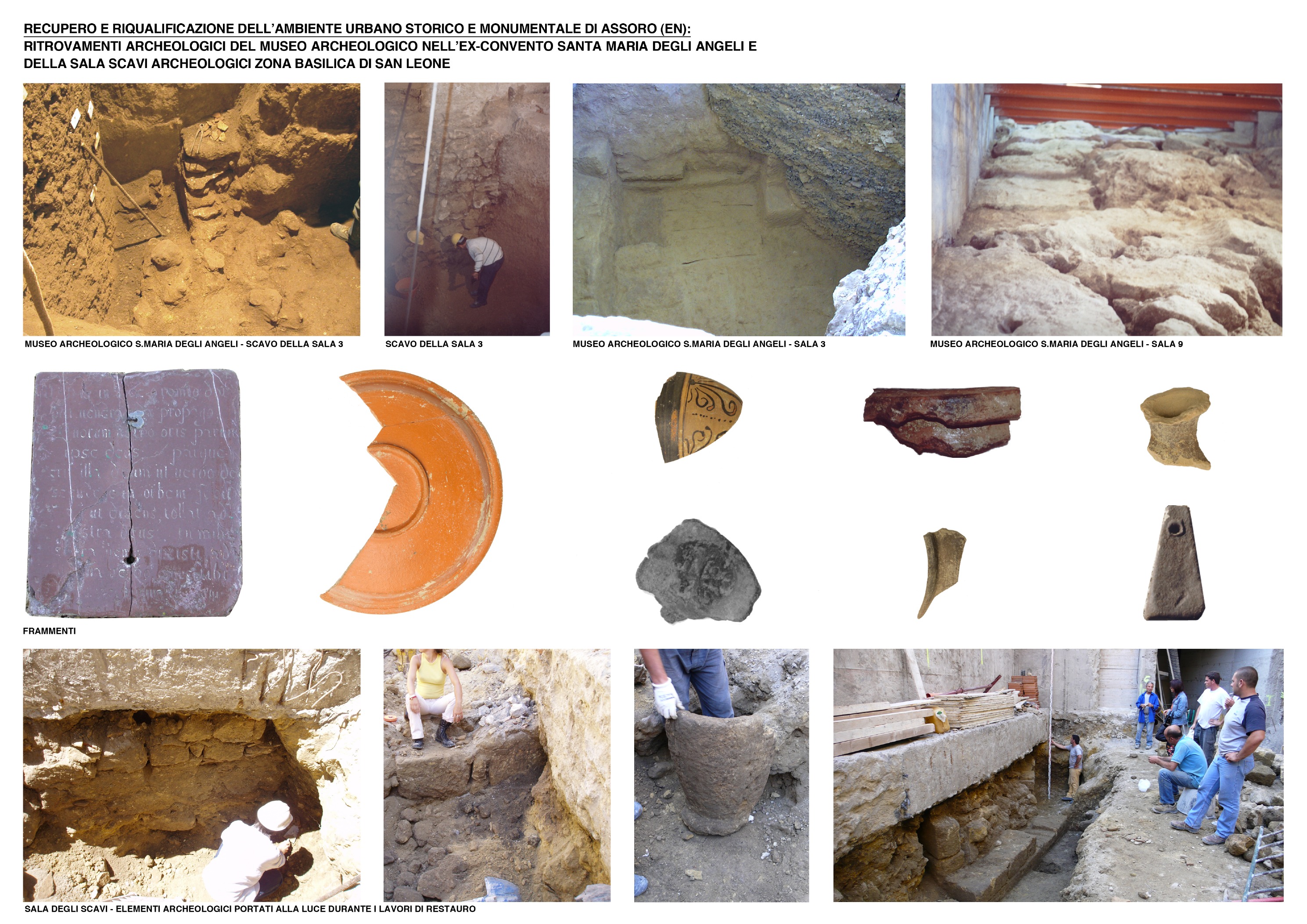 Reperti archeologici della sala degli scavi